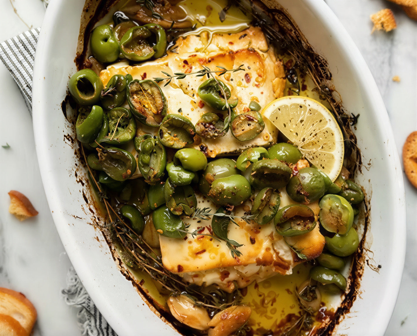Baked Feta and Castelvetrano Olives