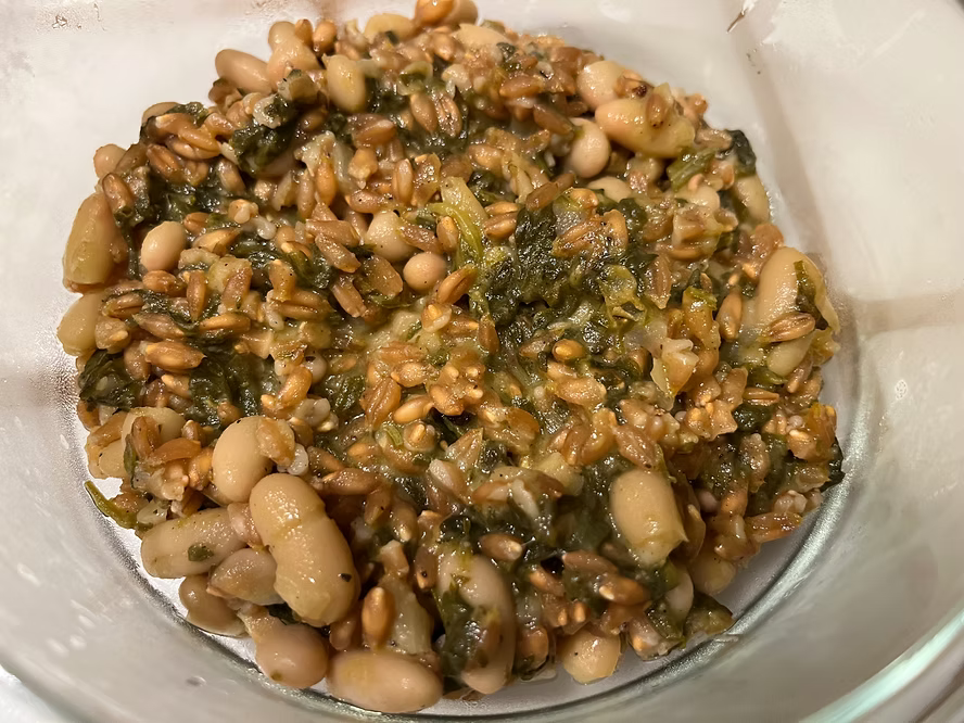 Beans and Greens “Risotto” from Dan Buettner’s Blue Zones One Pot Meals