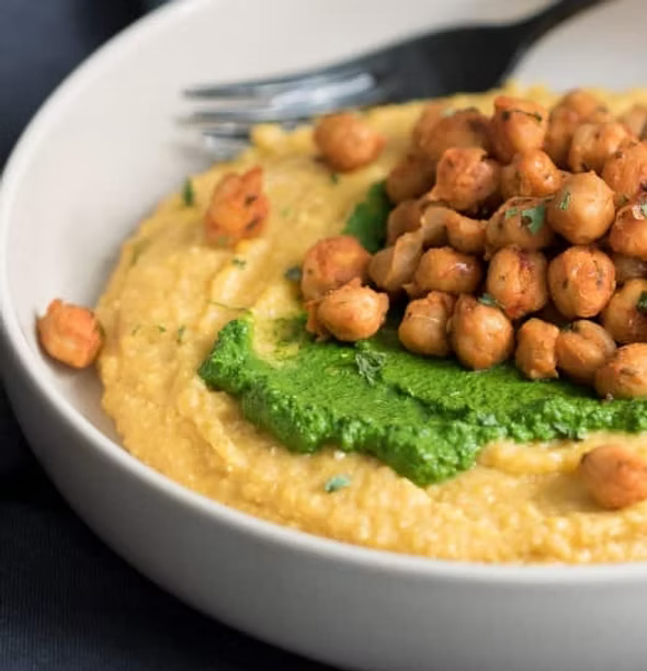 Italian Chickpea Stew over Two Cheese Polenta