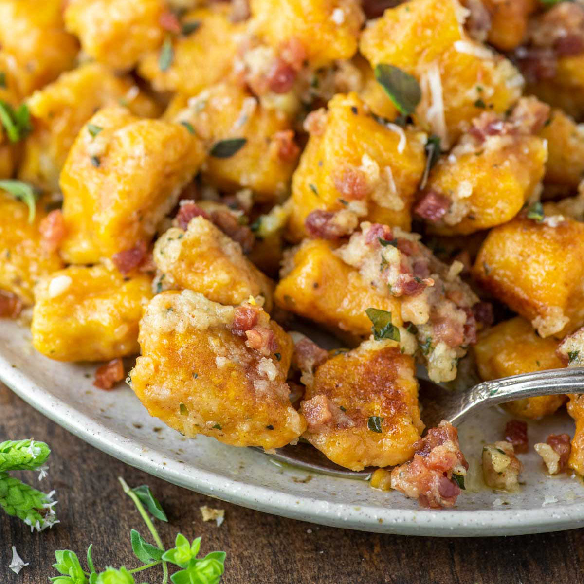 Pancetta & Brown Butter Sauce for Pumpkin Gnocchi