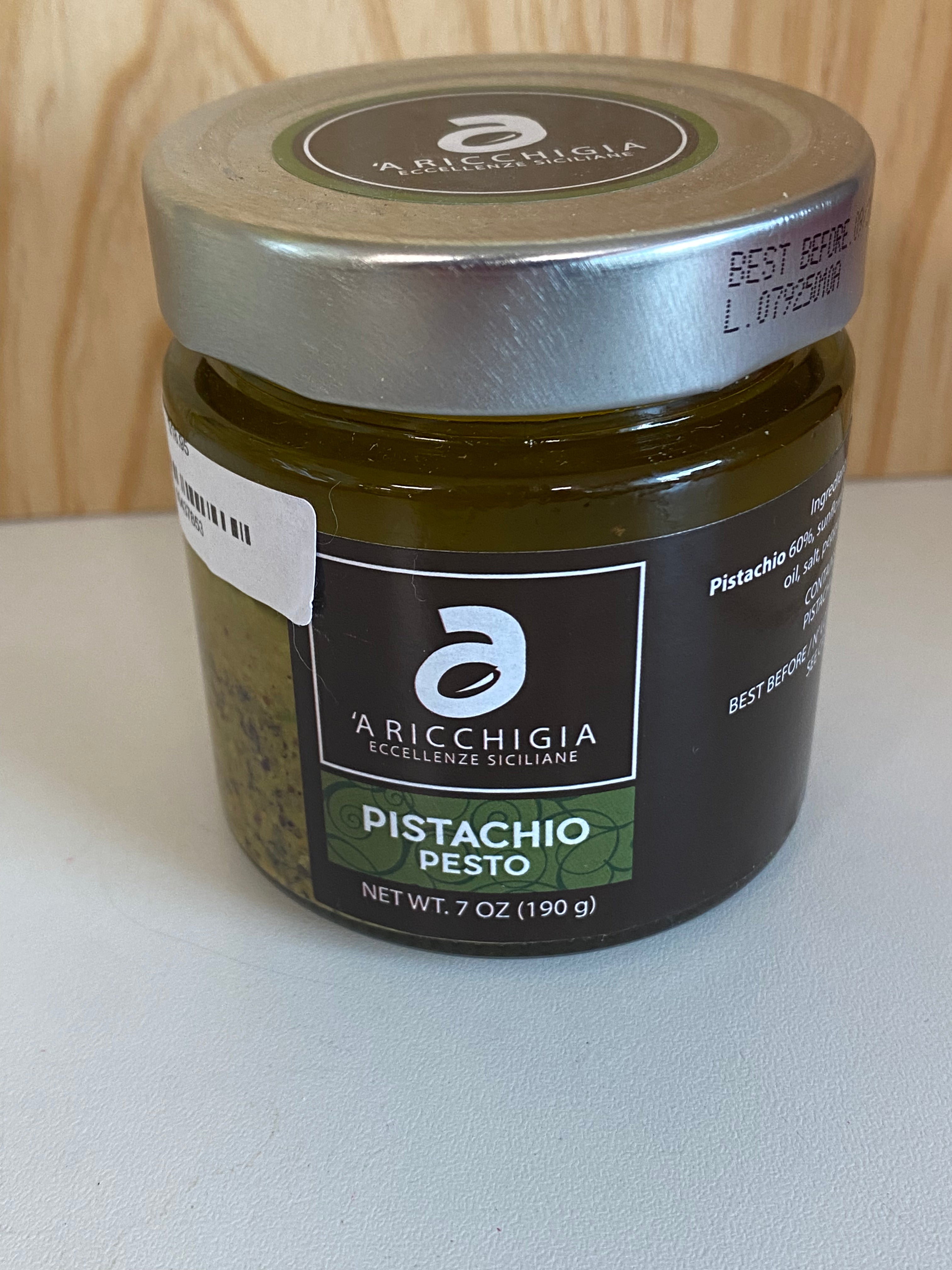Jar of Aricchigia Pistachio Pesto on a light background
