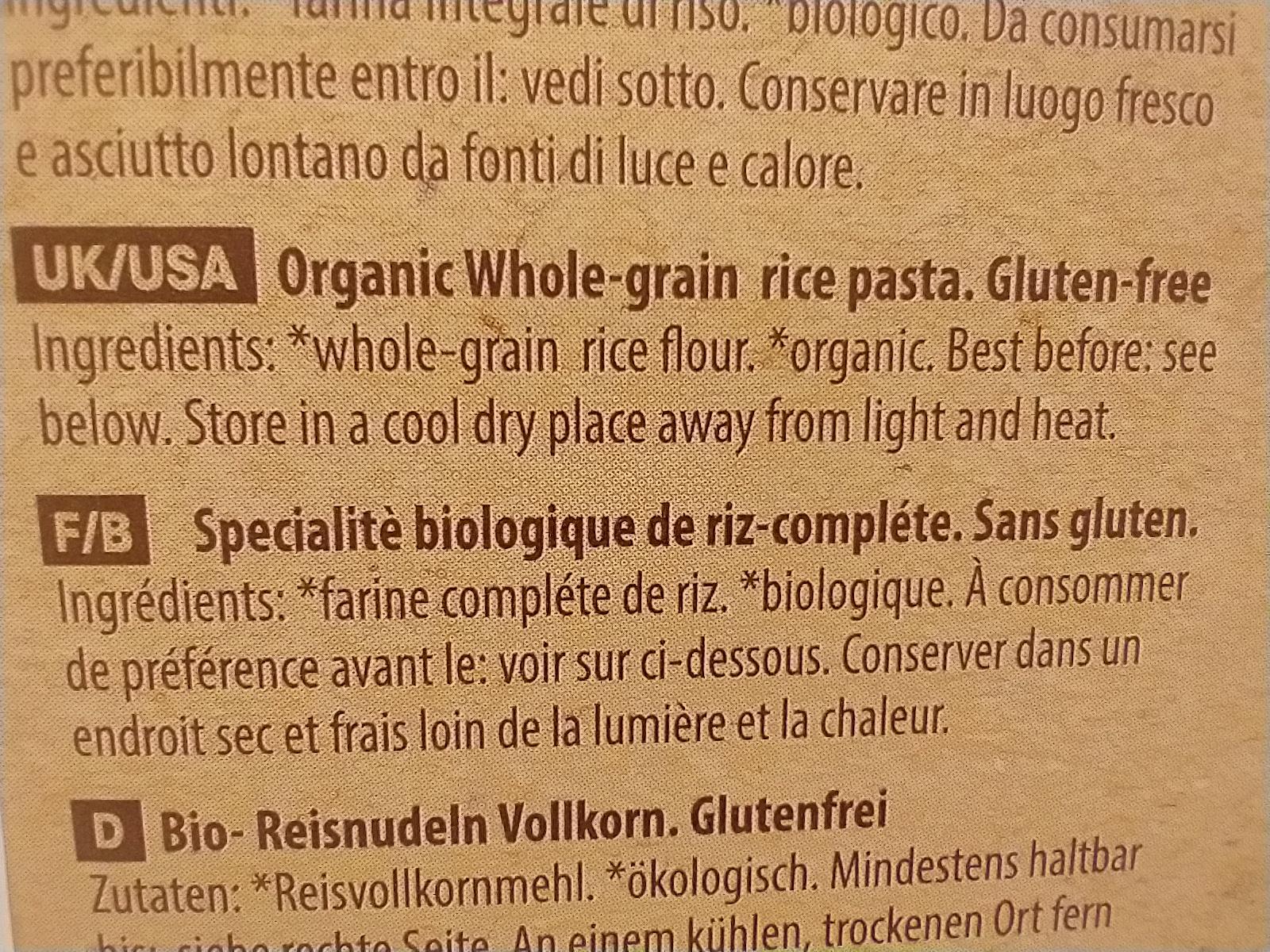 Senza Glutine Organic Whole Rice Fusilli Gluten Free
